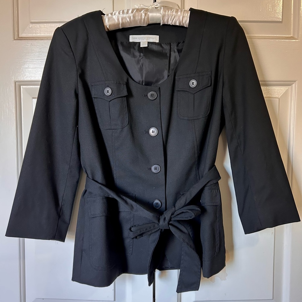 New York & Company Black Belted Blazer